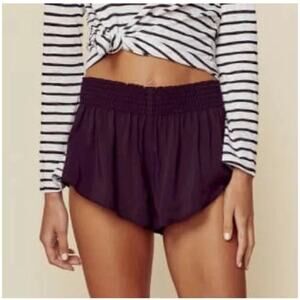 Blue Life Beach Bunny Shorts High Rise Smocked Waist Black Crochet Pockets Sz XS